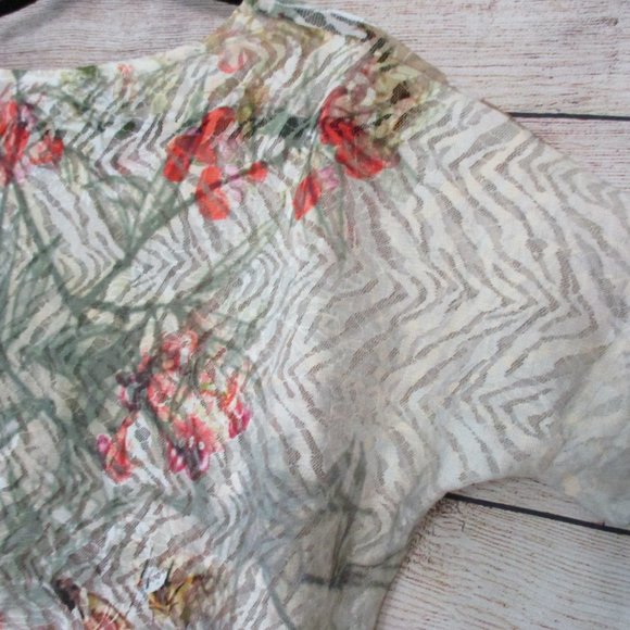 Chico's Semi Sheer Floral Print Lace Blouse Top - Picture 6 of 10